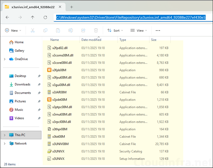 Printer driver store successfully set