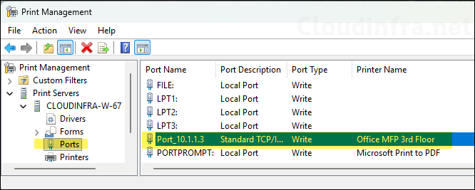 Port successfully created