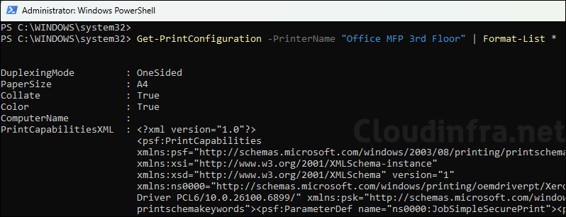 Get-PrintConfiguration