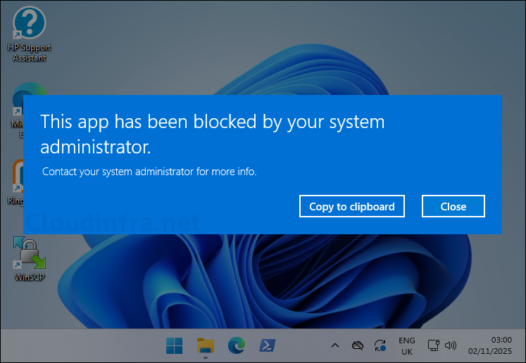 This app has been blocked by your system administrator screenshot