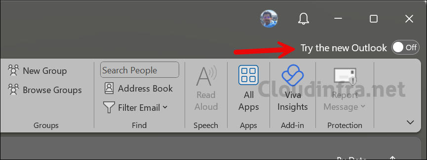 Hide Try the New Outlook Toggle switch in Outlook Classic