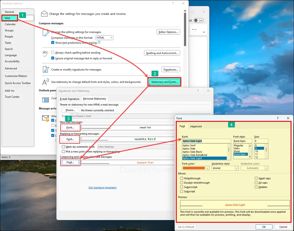Set font on reference machine