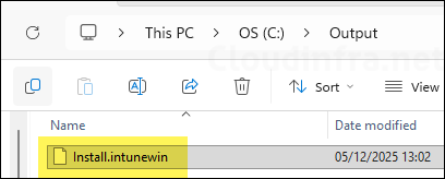 Intunewin file created successfully