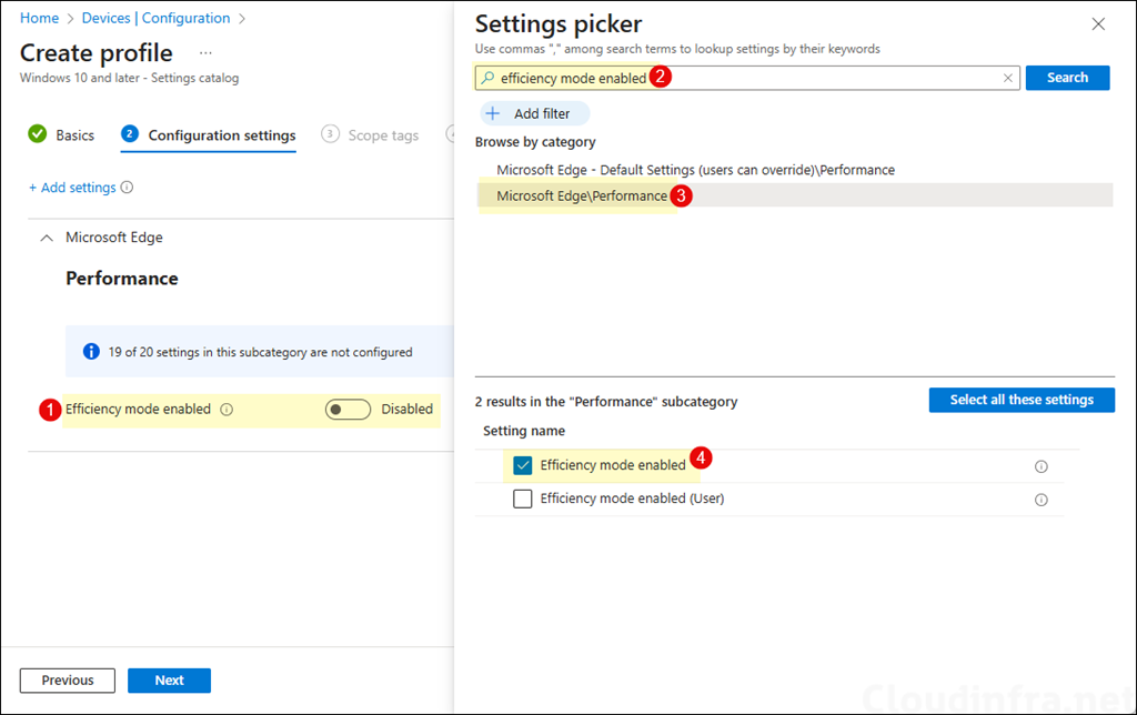 Enable or Disable Efficiency Mode in Edge Intune Policy