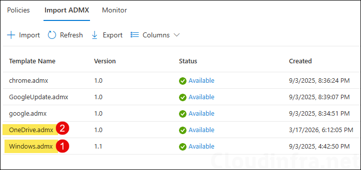 Verify Onedrive.admx and windows.admx