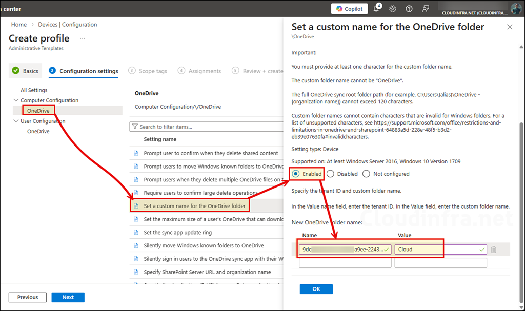 Set a custom name for the OneDrive folder