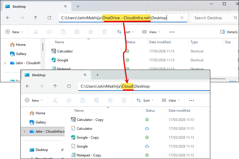 Shorten OneDrive root folder name Intune experience