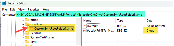 CustomSyncRootFolderName registry value