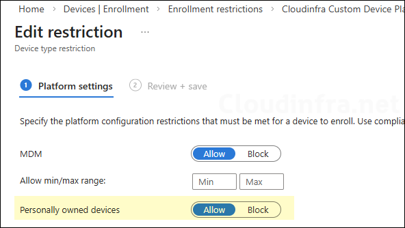 Enrollment restrictions and device limits