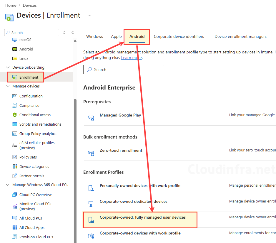 Create a Corporate-Owned, Fully Managed Device Enrollment Profile for Android