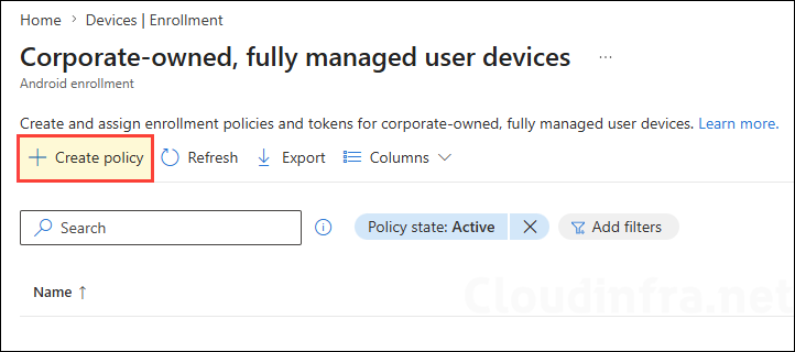 Click Create policy