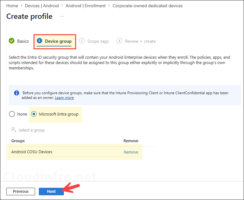 Configure device group