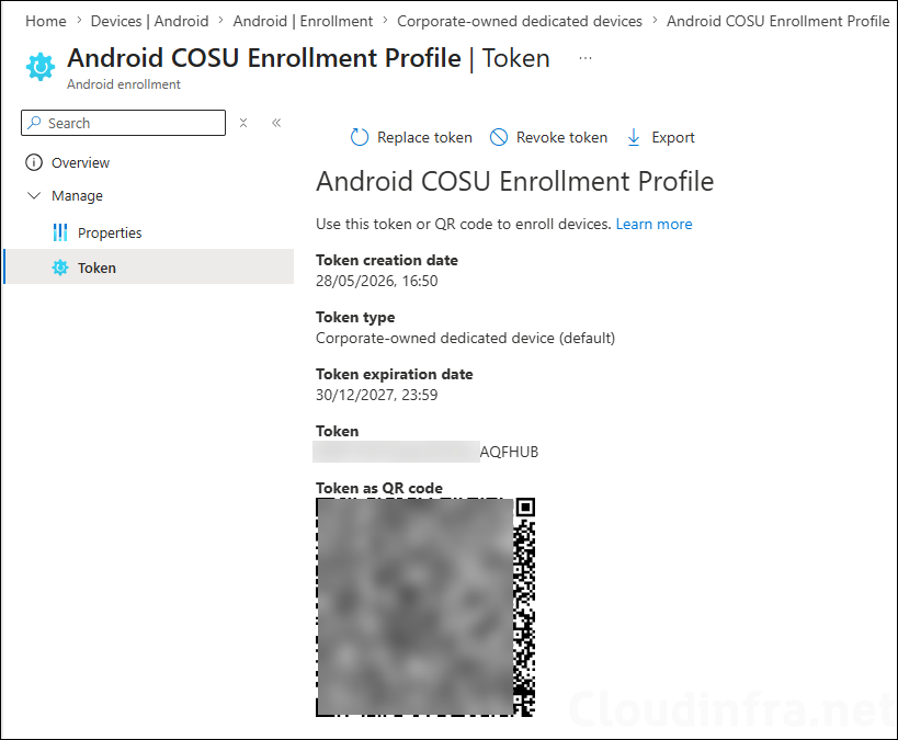 Access the Enrollment Token and QR Code