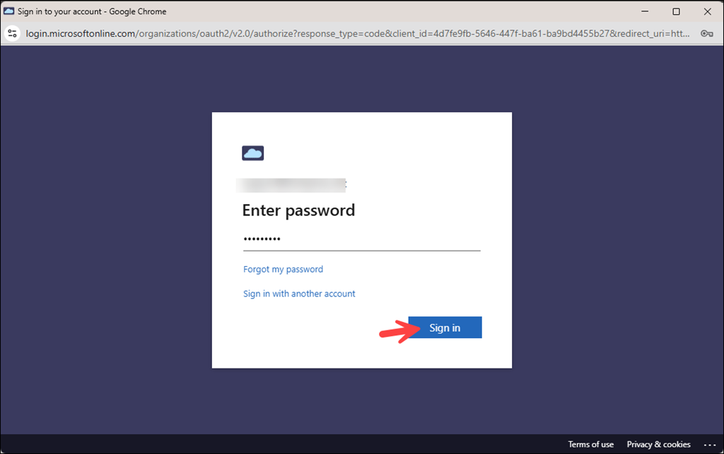Provide Entra user password
