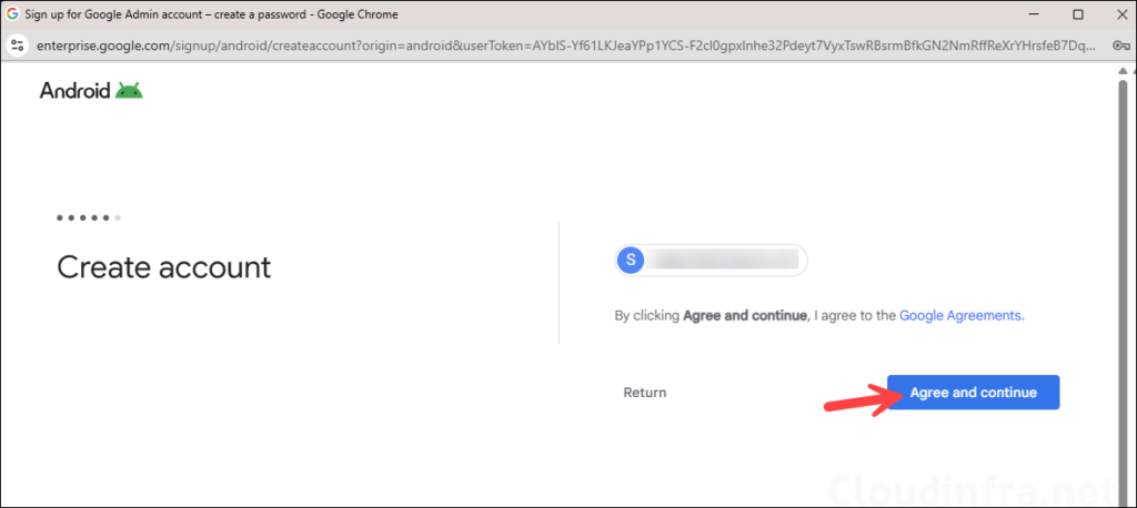 Agree to create an account with Managed Google Play