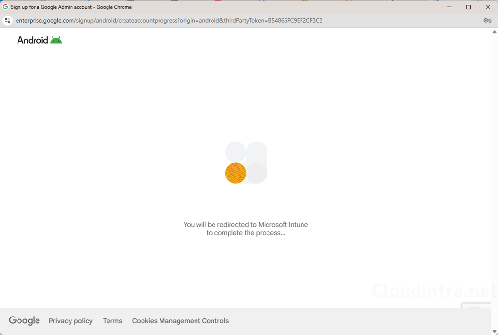 You will be redirected to Microsoft Intune to complete the process