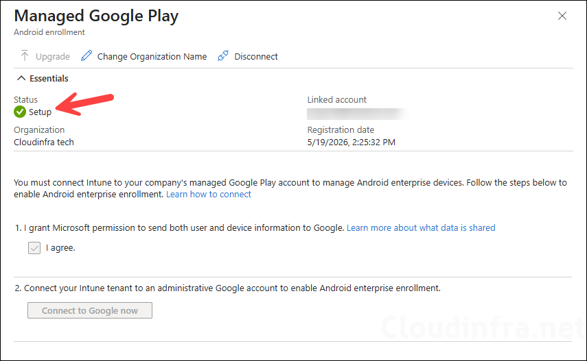 Managed Google Play account is setup successfully
