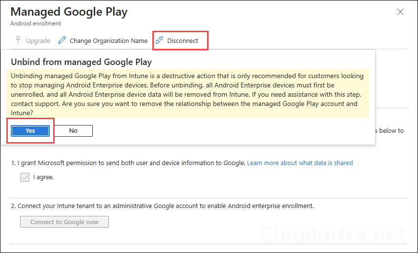 Disconnect Intune and Managed Google Play Connection