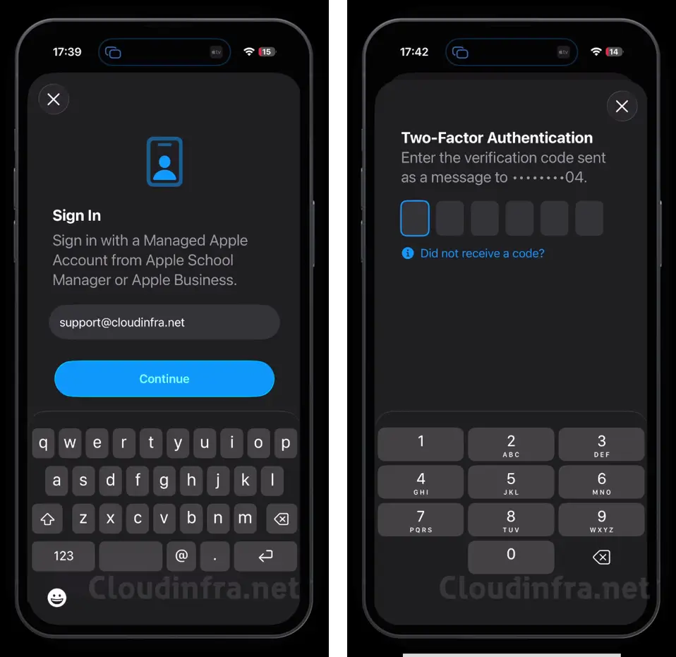 Sign in with Managed apple account on apple configurator app
