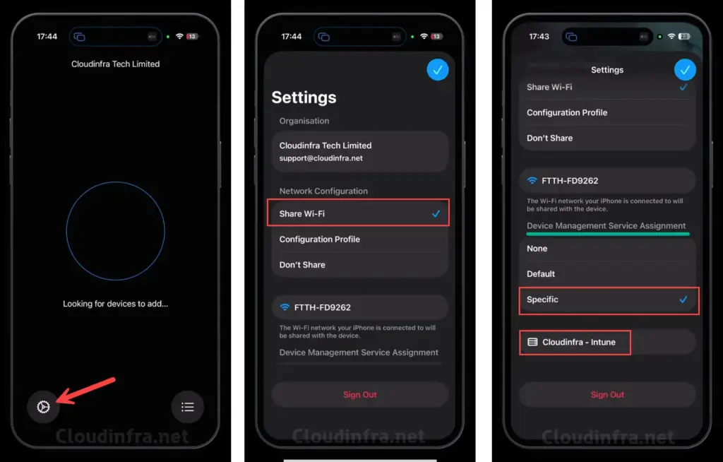 Share wi-fi in apple configurator app