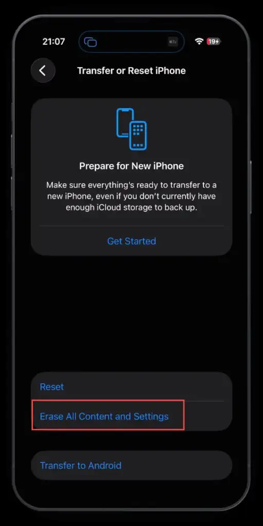 Erase the target iphone or ipad