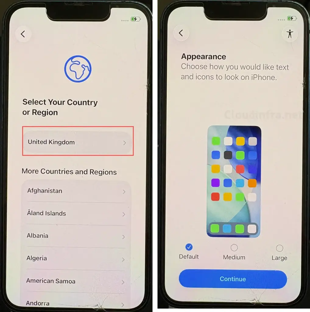 Select Country and apperance