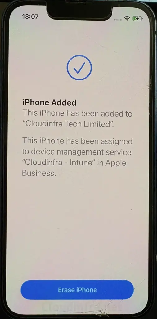 iPhone added to Apple Business successfully