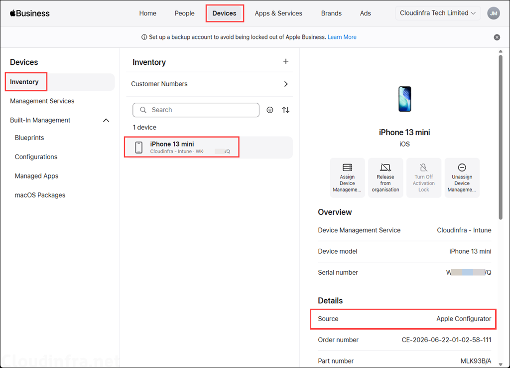 Verify Device Status on Apple Business