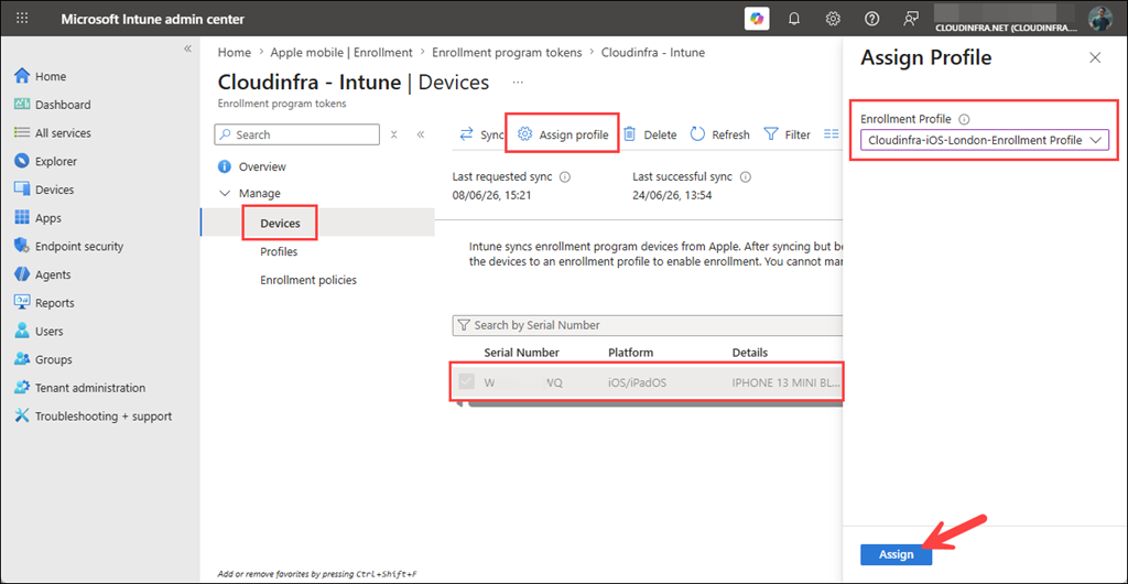 Assign Enrollment Profile
