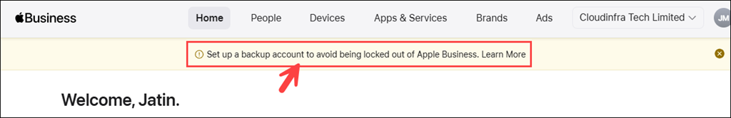 Add Additional Administrator in apple business