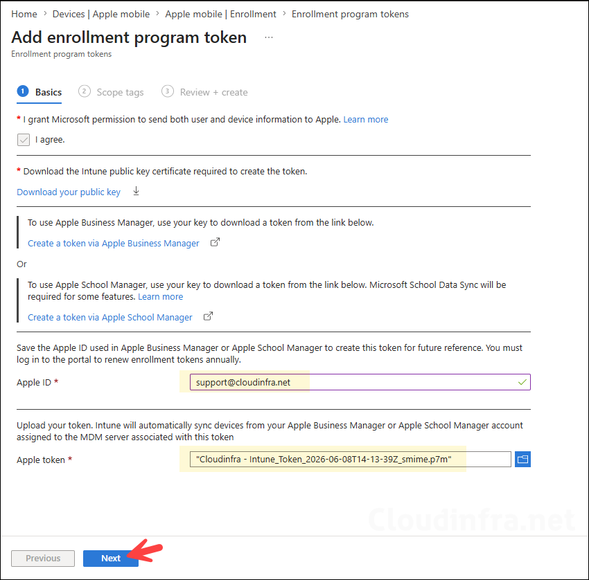 Add enrollment program token