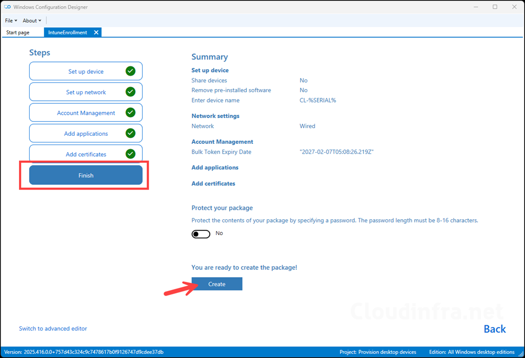 Review and Create a Provisioning package