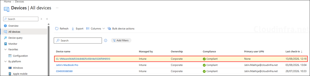 Device enrolled in Intune