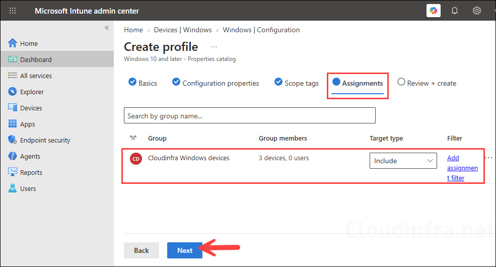 Assign property catalog intune