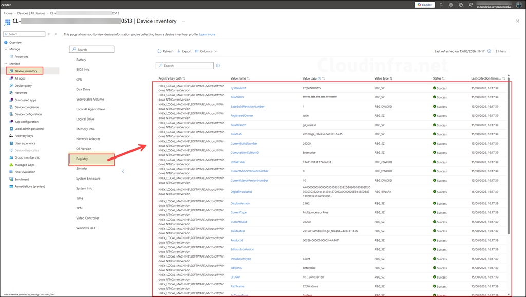 View Registry Values in Intune