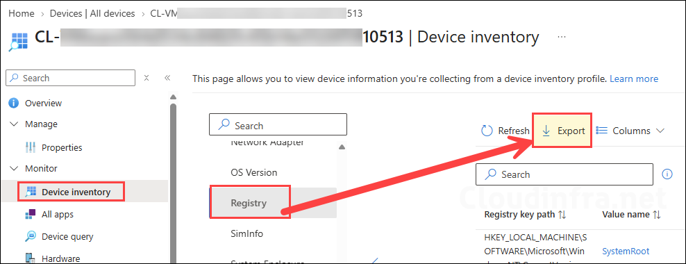 Export Registry Data collected in Intune to CSV