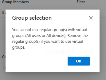 Unable to mix virtual group and regular groups
